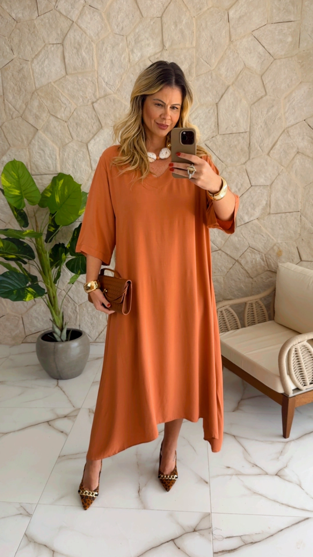 vestido viscose terracota vestido viscose terracota