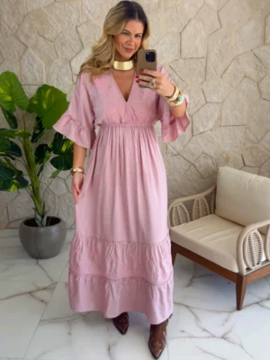 vestido boho chic fabi verde musgo