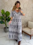 vestido boho chic nadir cinza