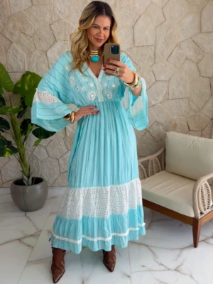 vestido boho chic luisa azul