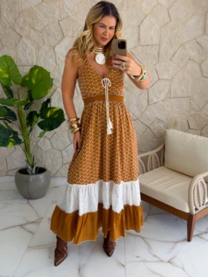 vestido boho chic verde