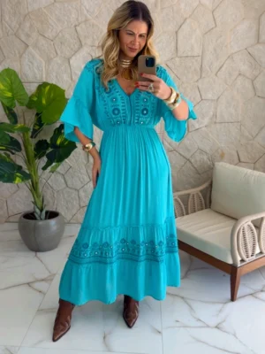 vestido boho chic lilian azul