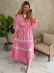 vestido boho chic rosa