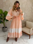 vestido boho chic luisa salmão