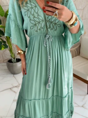 vestido boho chic silvia verde vestido boho chic silvia verde