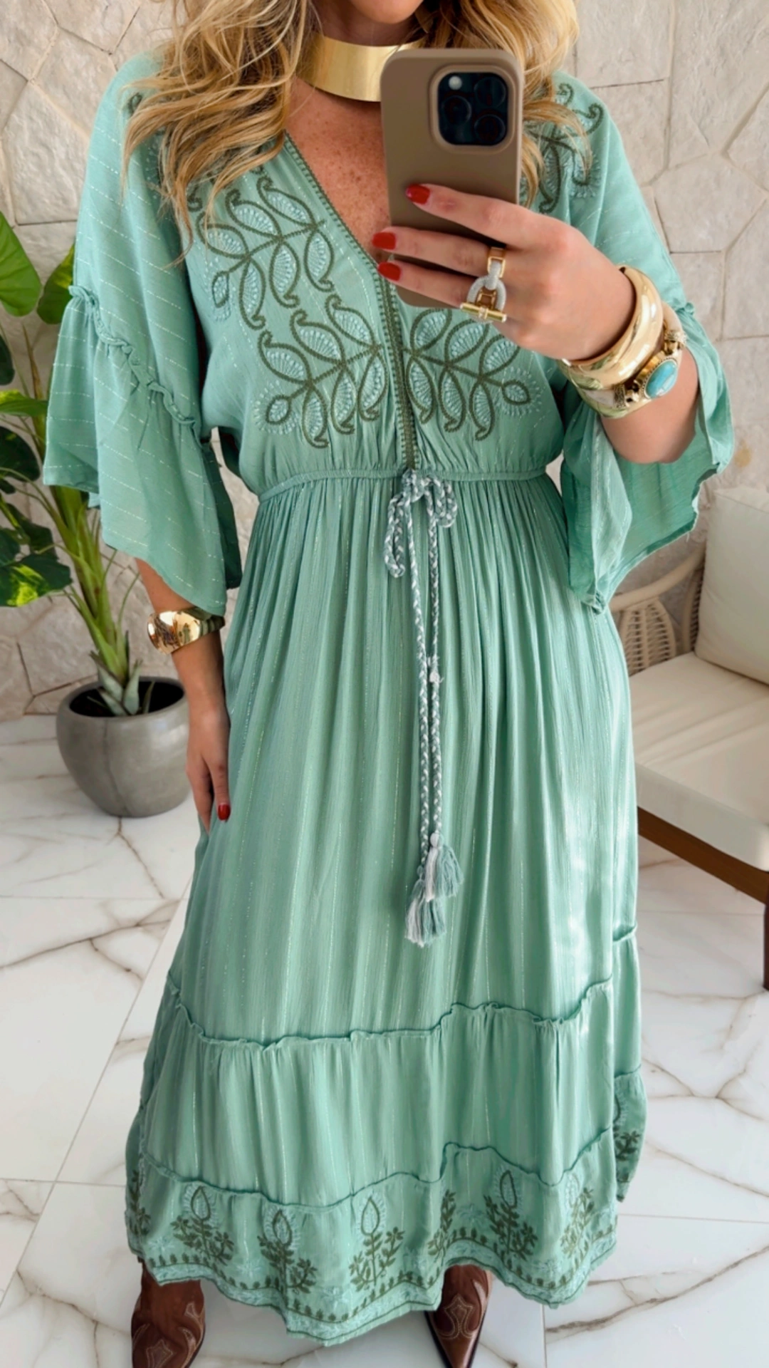 vestido boho chic silvia verde vestido boho chic silvia verde