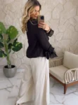 calça linho pantalona