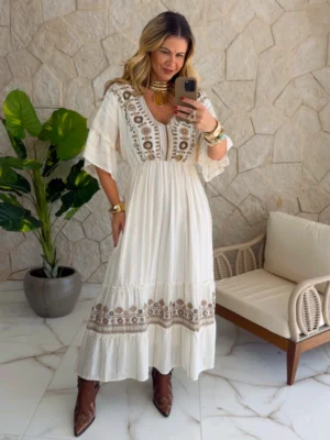 vestido boho chic lilian verde
