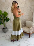 vestido boho chic verde