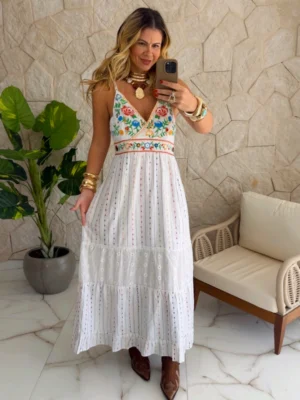 vestido boho chic lirio branco