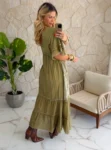 vestido boho chic verde