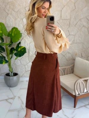 saia midi marrom