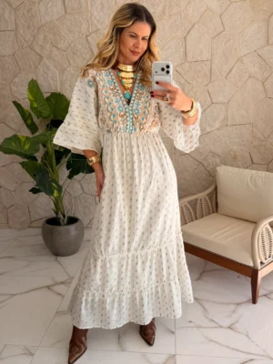 vestido boho chic zoe turquesa