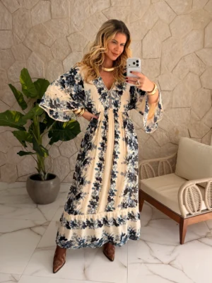 vestido boho chic nicole azul