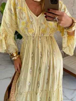 vestido boho chic agata amarelo