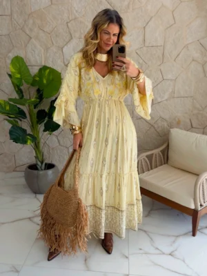 vestido boho chic agata amarelo