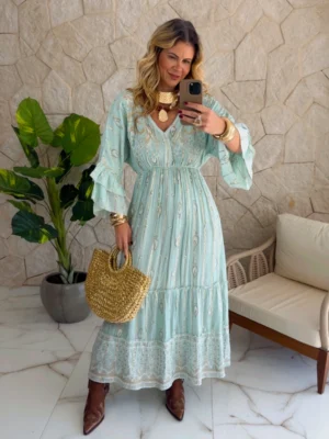 vestido boho chic agata verde
