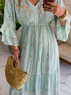 vestido boho chic agata verde