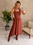vestido cleo marrom