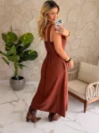 vestido cleo marrom