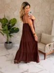 vestido cleo marrom